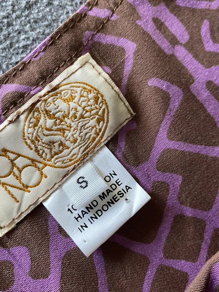 Noa Noa 女式 S 棕色粉色抽象印花长裙波西米亚夏威夷度假村二手状况完好 — 第 2/4 张图片