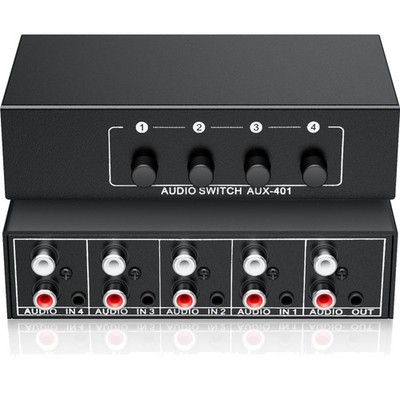 AUX Audio Switcher 4 in 1 Out Stereo 3 5 mm RCA Passiv Bolaazul