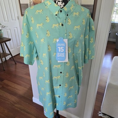 Bermies Performance Button Down Shirt cheetah 3.0 PBS XXL NWT Earth Friendly