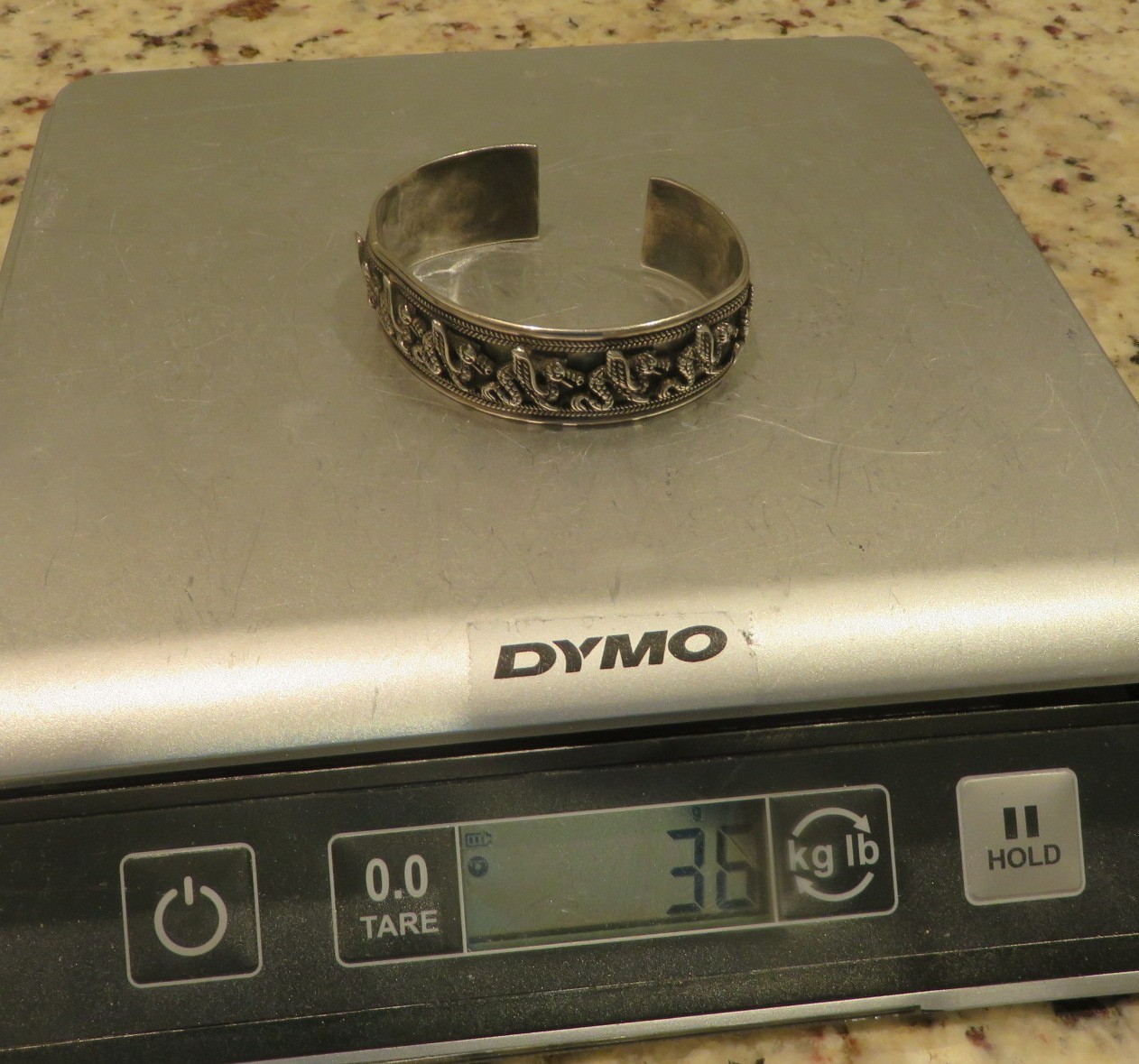 Solid Sterling Silver "Dragon Design" Cuff Bracel… - image 2