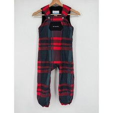 Columbia Toddler Plaid Snow Overalls Bib Pants Fleece Lined 4T Red Gray