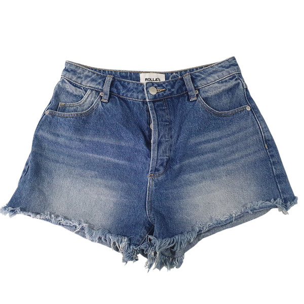 Rolla's Size 27/9 Blue Wash Denim Original High Rise Cut Off Shorts Buttonfly