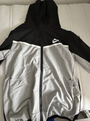 Nike Herren Trainingsanzug Set 2-teilig Gr. M Grau/Schwarz Jacke Hose Zip Logo
