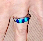 VINTAGE CAROLYN POLLACK TURQUOISE LAPIS LAZULI ROW RING STERLING SILVER sz 8.25