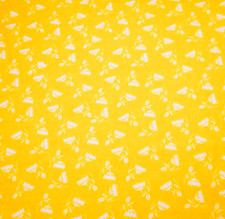 Quilt Fabric By The Yard Small White Floral on Light Yellow Cotton C