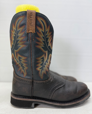 JUSTIN STAMPEDE BROWN LEATHER SOFT TOE ORIGINAL WORK BOOTS 
