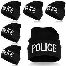 6 Pcs Cuffed Beanie Knitted Beanie Hat Embroidered Hat Black Winter Skull Cap...