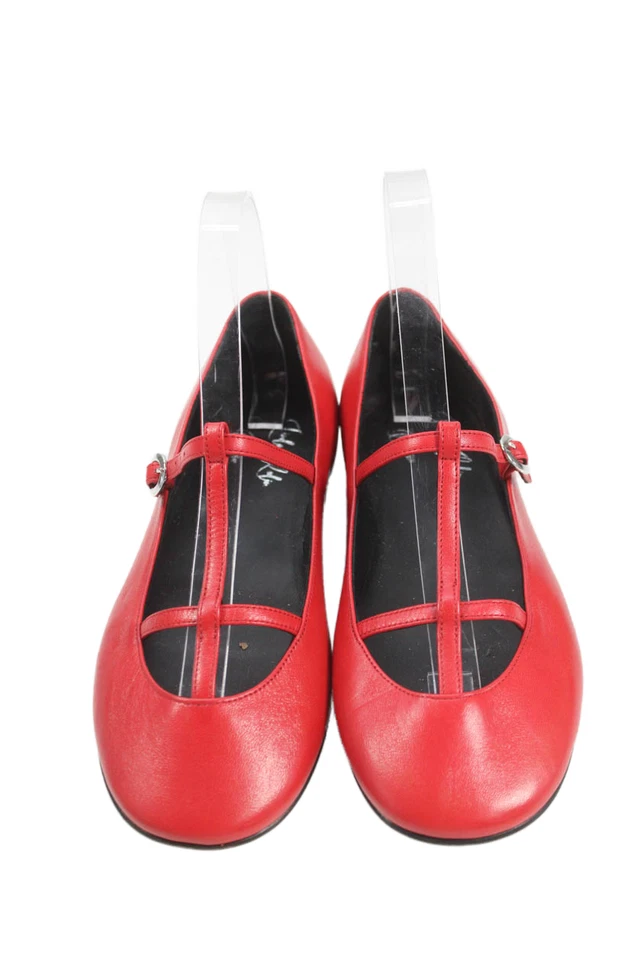 Linda Rodin + Scarosso Niñas Recortes Hebilla Planos Mary Jane Zapatos Rojo Talla 35.5 Foto 2 de 4