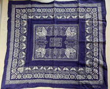 Vintage Bandana Fast Color Cotton RN 15234 Geometric Blue 1960s Unique RARE HTF 