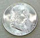 1950 D Franklin Half Dollar BU 98% FBL Frosty White Luster in saflip #P340