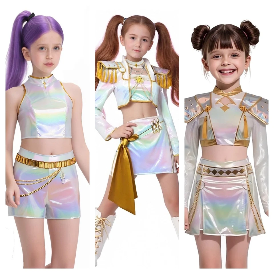 Demon Costume Hunters Skirt Set for GirlsKids Dance Outfit Set Halloween Clothes - Image 4 of 4