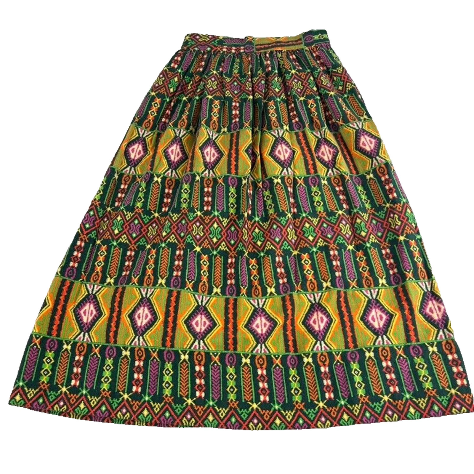 Skirt Womens A-Line Midi Handmade Colorful Vintage Pleated Tribal