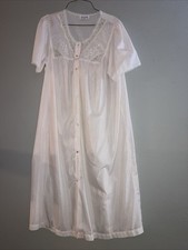 VANITY FAIR Granny’s House Dress Robe Size L Light Pink, Lace Trim 🇺🇸USA Made