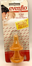Evenflo 2 Clear Juice Silicone Nipples baby orange VTG Vintage 1989