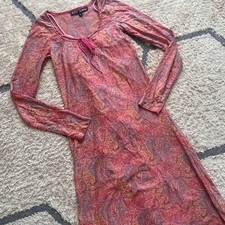 Vintage Betsey Johnson Paisley Power Mesh Dress Pink Inner Slip Included Size S