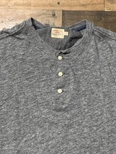 Faherty Shirt Mens Large Gray Long Sleeve Henley Cotton Knit Casual Crewneck