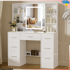 Led Mirror Vanity Makeup Dressing Table Vanity Set for Bedroom Dresser Desk