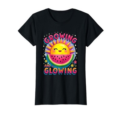 ''Growing & Glowing'' X-Small Black Summer Tee for Expecting Women