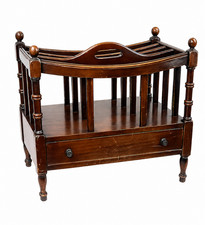Vintage 1951 Mahogany Magazine Rack Record Holder Drawer USA Columbia