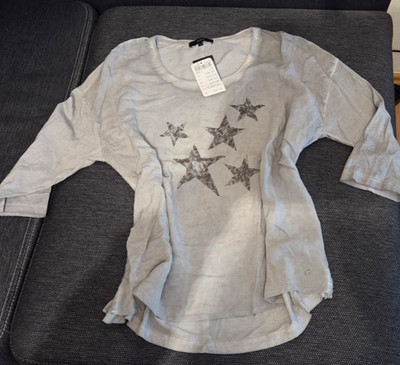 Bonita Shirt - hellgrau mit Sternen - Gr. L - Neu!