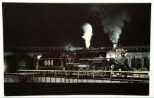 Spencer Shops Southern Railway #604 Steam Engine Postcard Night Photo