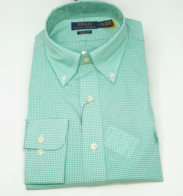 Polo Ralph Lauren Green Check Classic Fit Button Down Shirt 15/34-35 NWT $125 NR