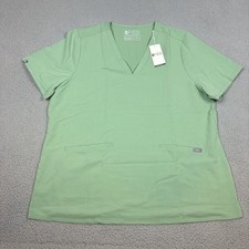 FIGS Catarina Scrub Top Women XXL Jade Green Three Pocket V Neck Stretch Medical
