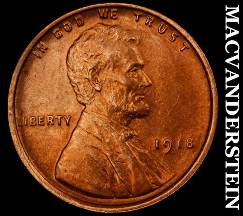 1918 Lincoln Wheat Cent- Red- Choice Gem Brilliant Uncirculated Luster #J2385