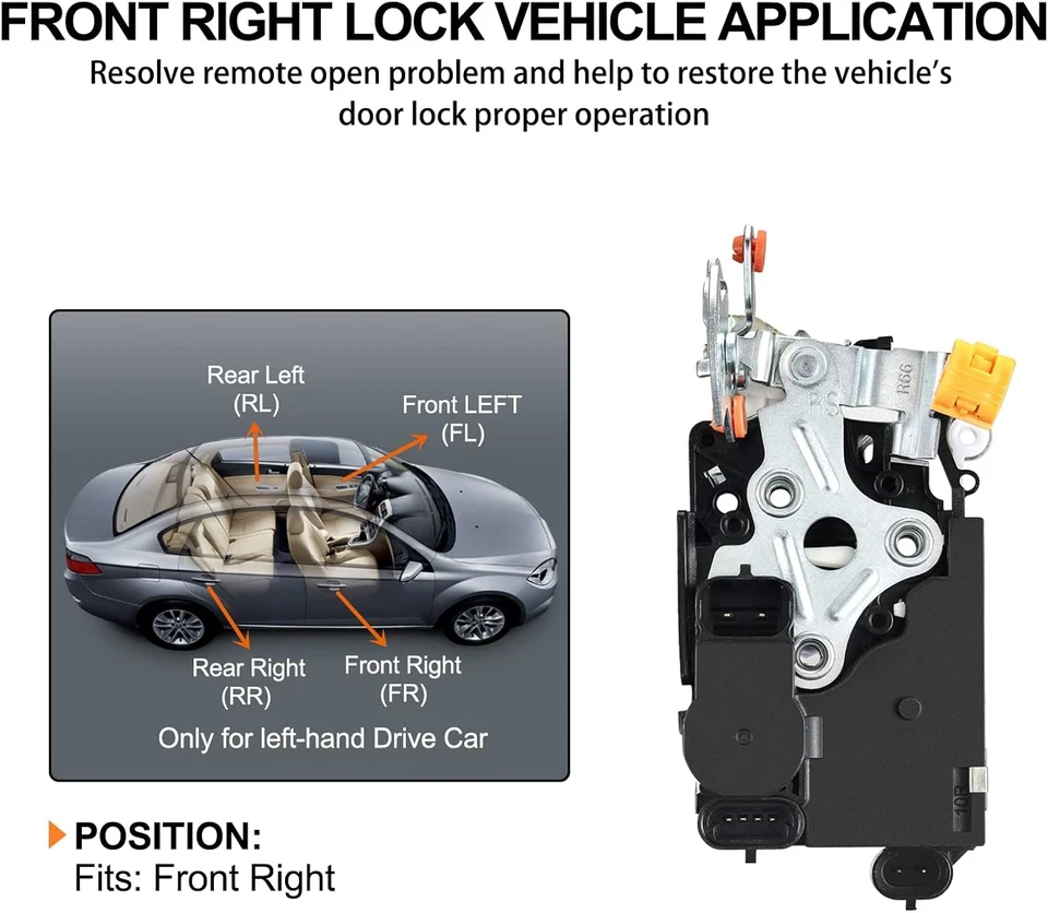 Actuador de cerradura de puerta delantera derecha para Chevrolet Silverado Suburban GMC Yukon Sierra Foto 4 de 4