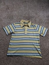 Vintage 70s Montgomery Ward Polo Shirt Large Striped Short Sleeve Point Collar