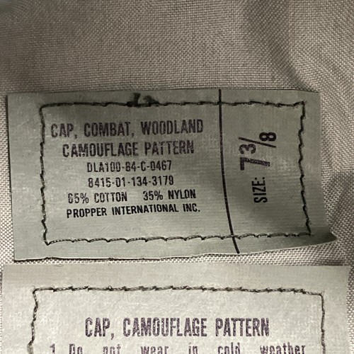 US Military Issue Woodland Camo Sergeant Combat Cap Hat with Ear Cover Sz. 7 3/8 - Picture 11 of 12