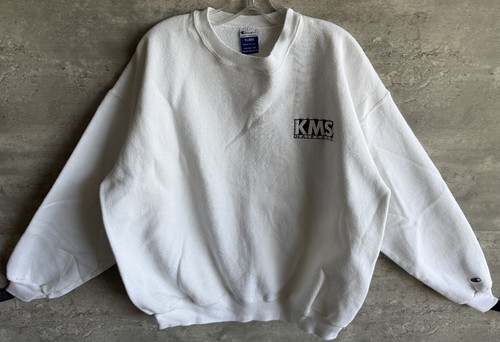 Vintage 1990s Champion Basic Training KMS Haircare White Sweater Size XL USA