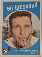 1959 TOPPS Ed Bressoud Auto Card #19 San Francisco Giants Vintage Signed MLB