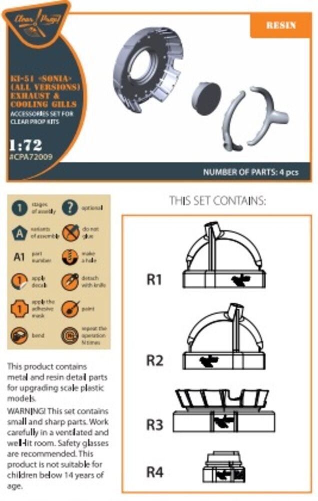 Clear Prop Accessories CPA72009 1:72 Ki-51 Sonia Resin Exhaust Accessory