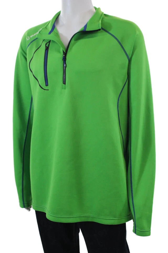 Camisa Sunice Para Hombres Manga Larga Cuarto Cremallera Cuello Simulado Verde Azul Talla 2XL Foto 2 de 4