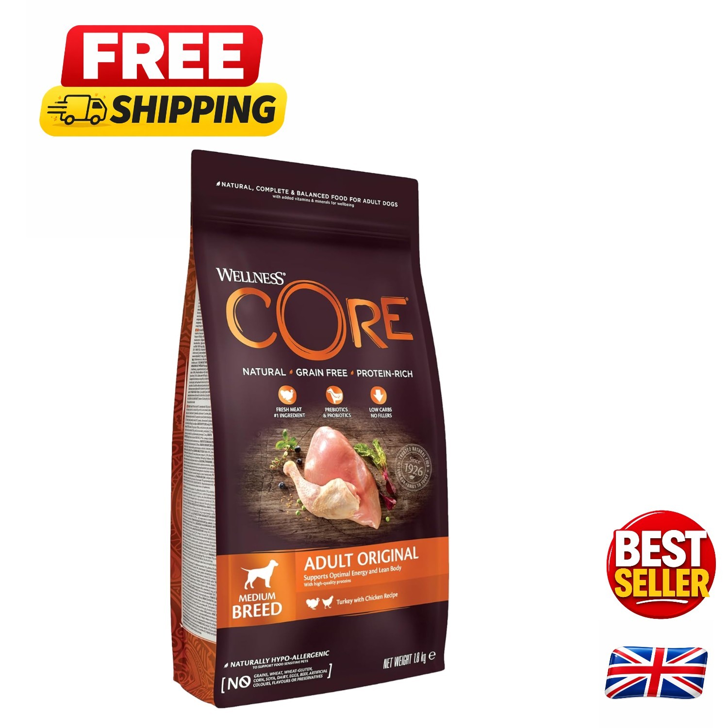 1.8kg Chicken & Turkey Dry Food - Grain-Free, Hypoallergenic Nutrition