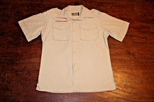 Boy Scouts of America BSA Youth Shirt Tan Large Vented Poly Microfiber No Patche