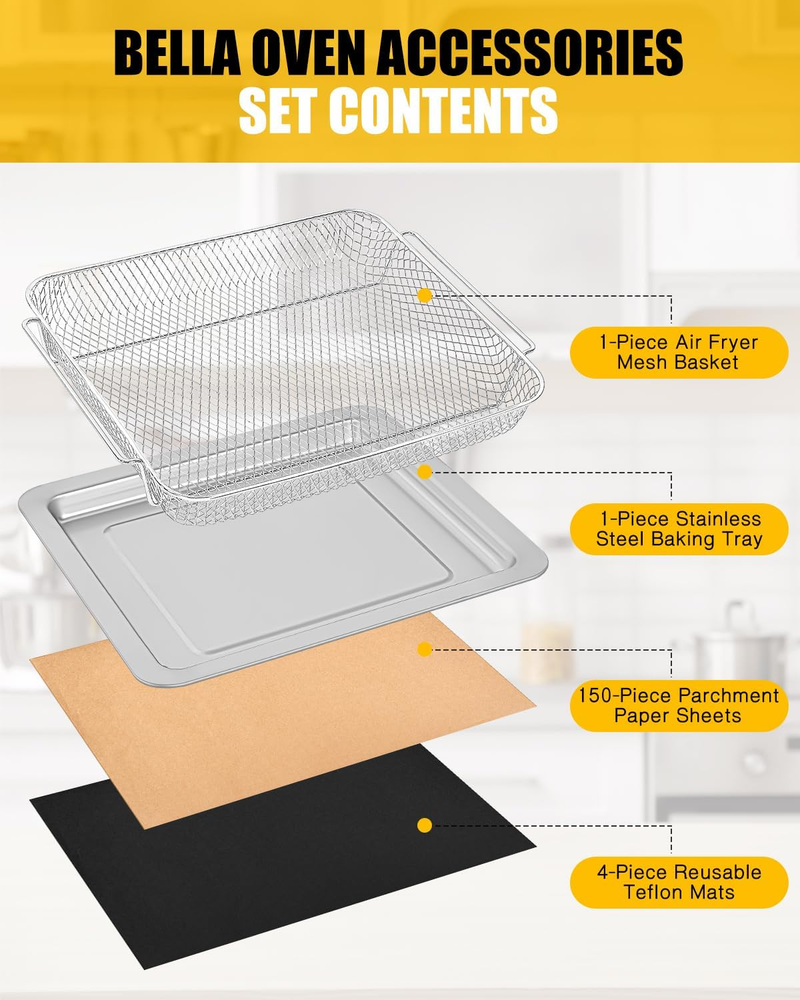Air Fryer Oven Accessories Set for Bella Air Fry Toaster Oven with Baking Pan Air Fryer Oven Accessories Set for Bella Air Fry Toaster Oven with Baking Pan