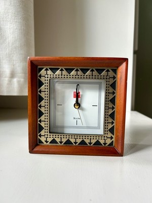 Frank Lloyd Wright Bulova Beth Sholom Desk Clock (Model B7766) 4.75 Inches