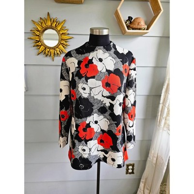 1970s Psychedelic Floral Blouse | Mod Pop Art Tunic Top - L/XL