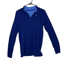 Crown & Ivy girl's girls' popover pop over large 14 quarter zip pullover blue