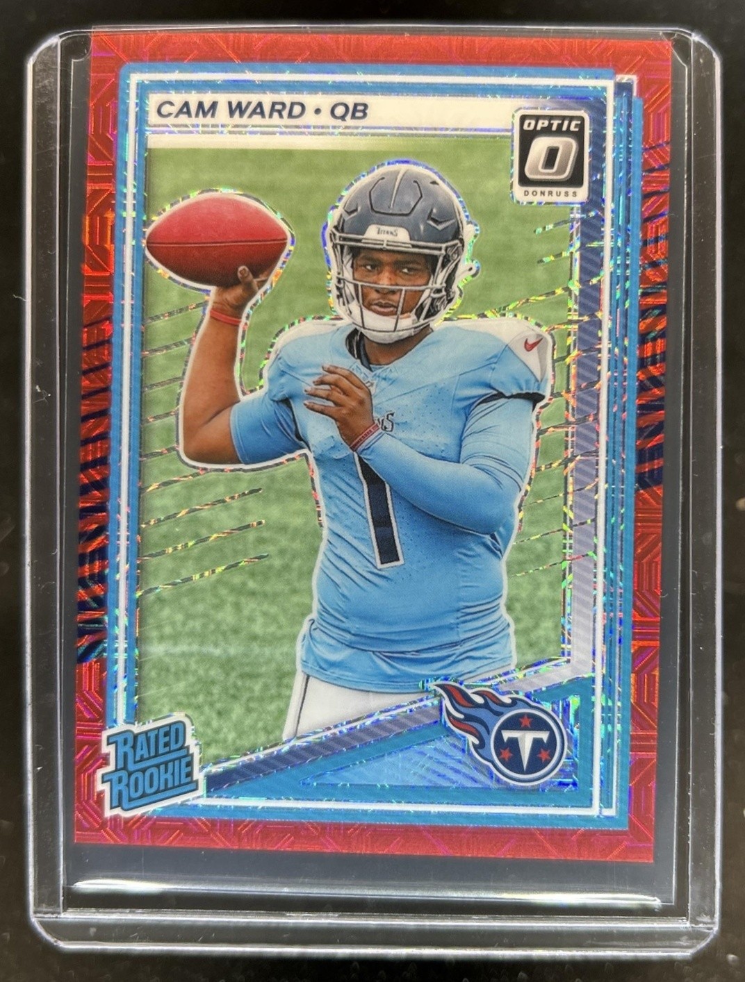 2025 Panini Donruss Optic Cam Ward Rated Rookie Red Mojo Prizm #293 Titans