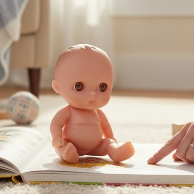 Berenguer Doll Lots To Love Pouty Chubby Baby 5'' Brown Eyes Jointed 13-14