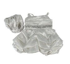 Build A Bear Clothes White Formal Wedding Dress Silver Accents w/Panties BABW