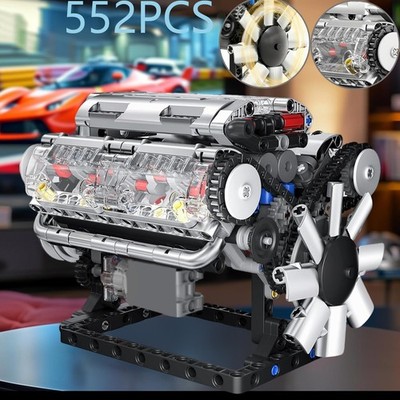 Technik V8 Motor Bausteine Modell 552 Teile Engine Modellbausatz Bausteinset