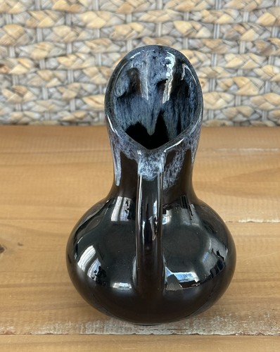Anna Van Briggle blau marineblau Tropfglasur Kunstkeramik Krug Vase signiert 1958 6,25 Zoll - Bild 4 von 6