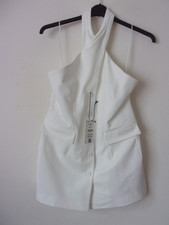New Bershka White Longline Halterneck Tailored Waistcoat Size: M RRP: £35.99