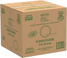 Dart 9PWQR 9" Quiet Classic Laminated Styro Foam Plate White Heavy Duty 500/Case