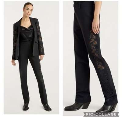 Cinq à Sept Cutout Paisley Embroidered Kerry Pant Black Womens Size 0 NWT $445