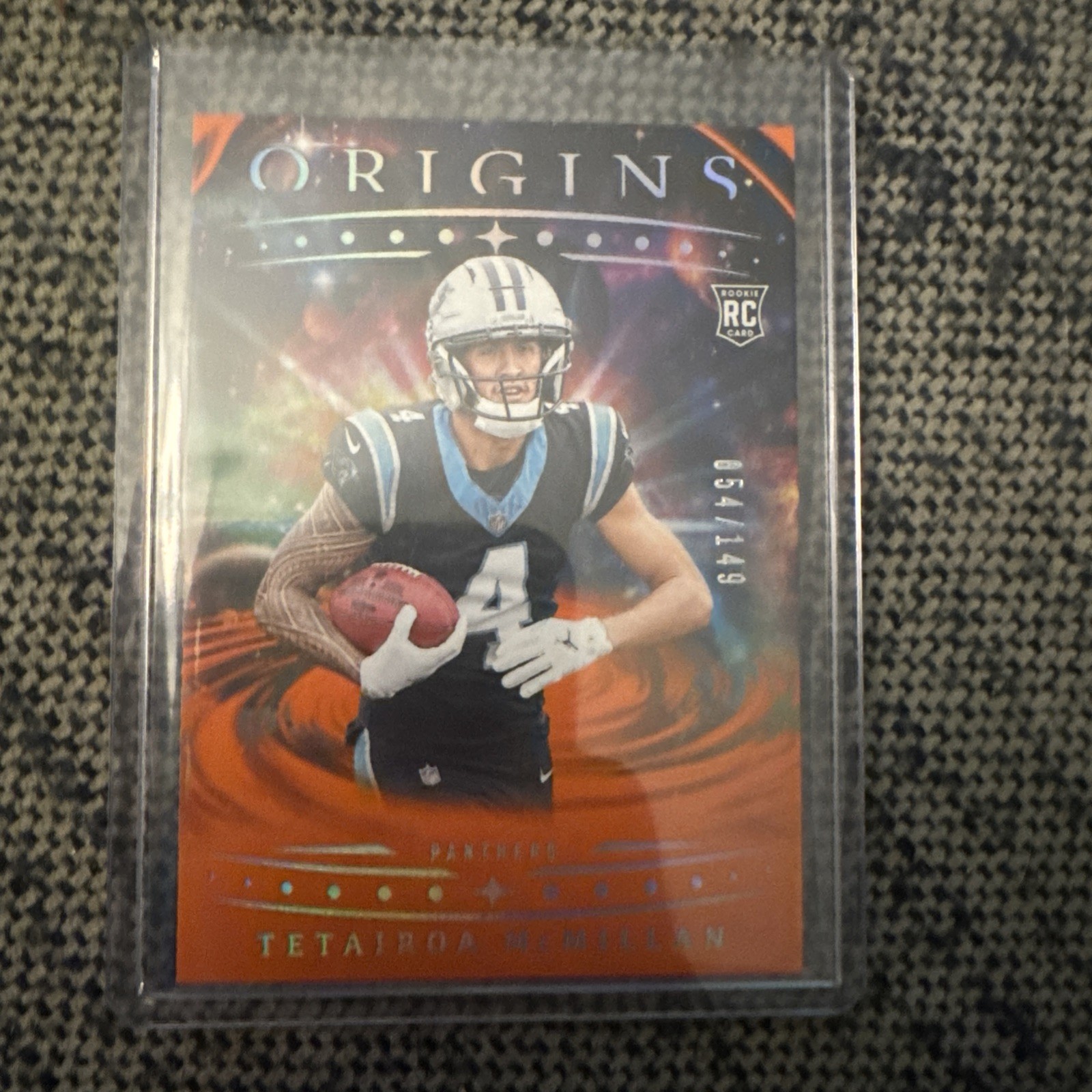 2025 Panini Origins Football 116 Tetairoa McMillan Rookie Card Orange 54 /149 RC
